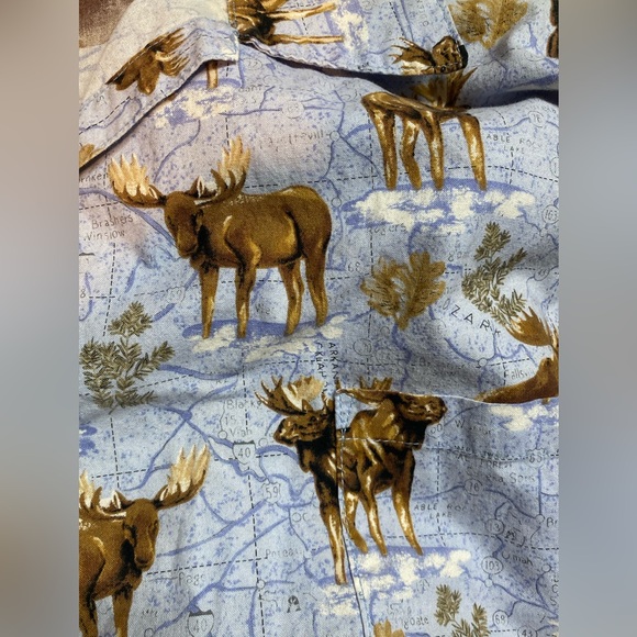 D’em Crazy Moose With Map All Over Print 100% Cotton Short Sleeve Shirt Men’s 2X - Picture 5 of 7